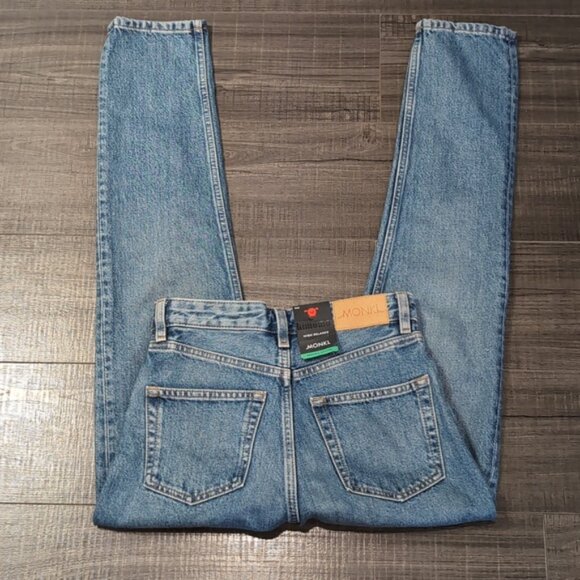Monki Kimomo Jeans High Waisted Relaxed Slim Ankle Organic Cotton Denim - Picture 2 of 11
